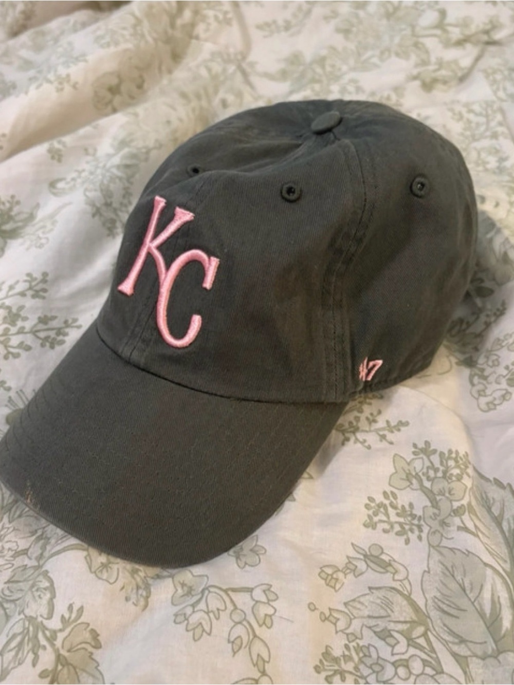 '47 Brand Kansas City Royals Strapback Hat Olive Green Pink Embroidery NWOT